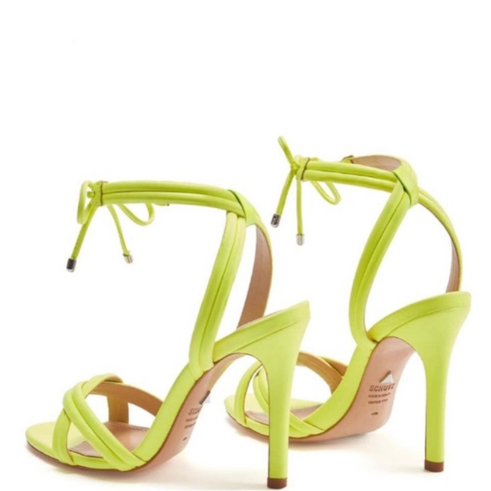 Schutz Yvi Neon Yellow Strappy Sandal Heel